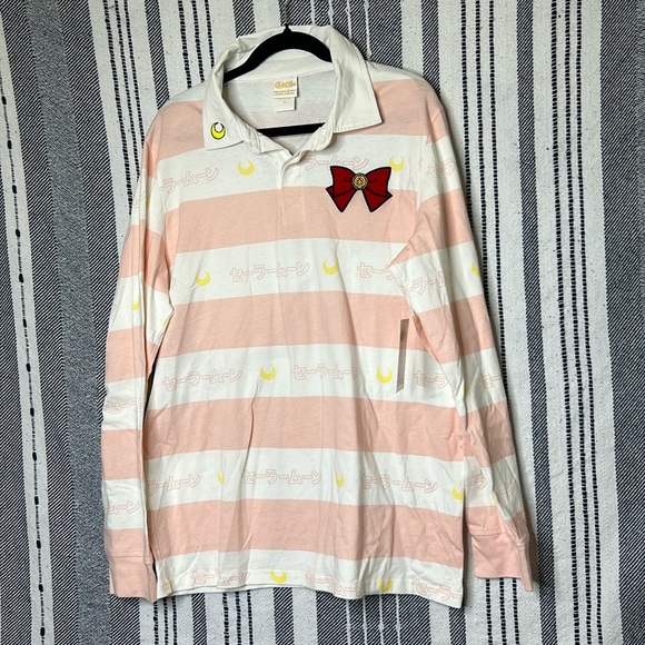 sailor moon Tops - NWT Sailor Moon Kanji Rugby Collared Shirt